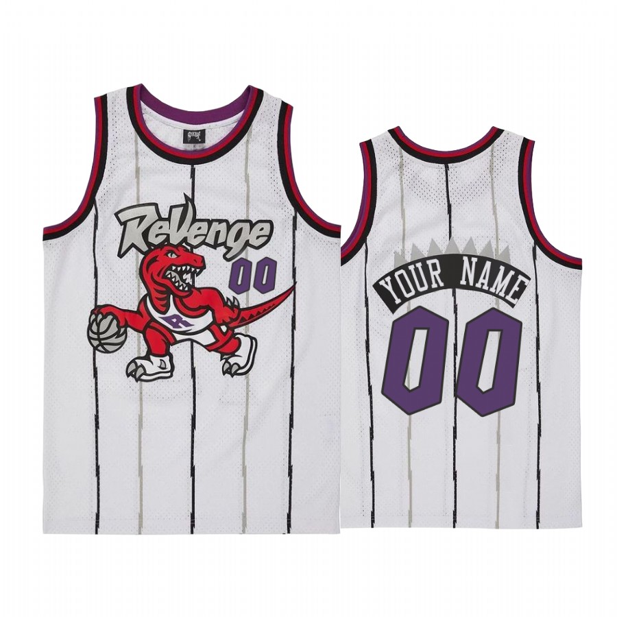 Toronto Raptors Custom #00 White Revenge Jersey