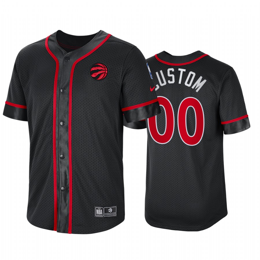 Toronto Raptors Custom Courtside Baseball Shirt Jersey #00 Black Jersey