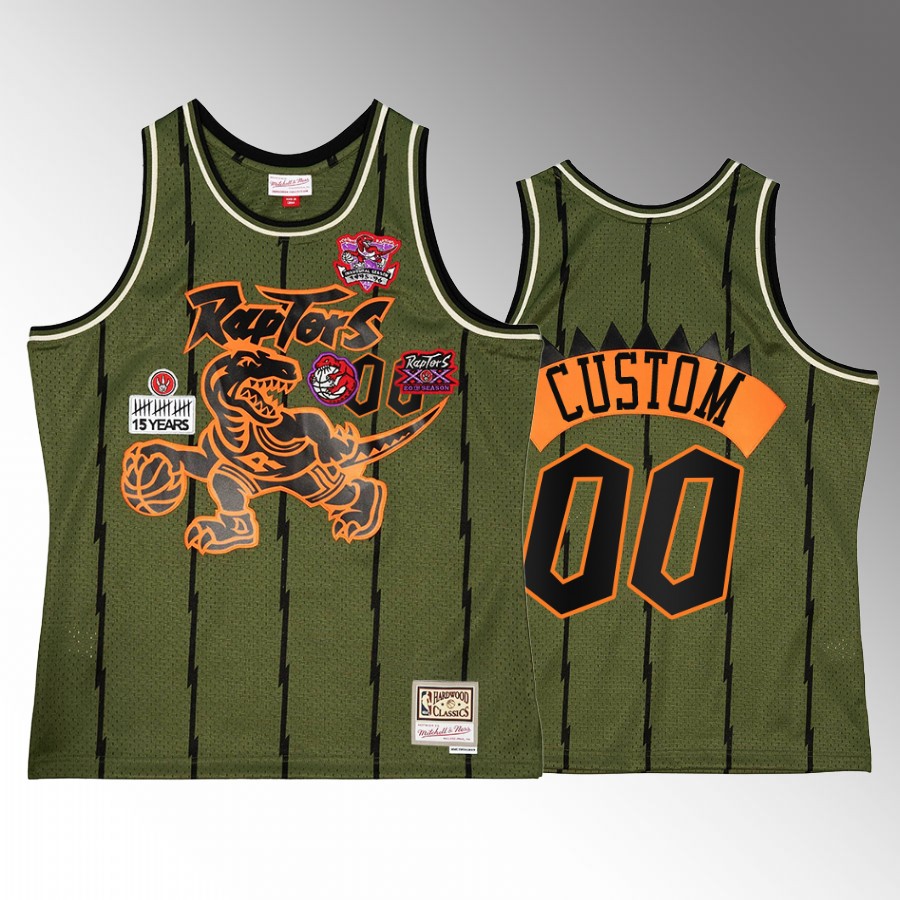 Toronto Raptors Custom Green Military Flight patchs Men Jersey Throwback