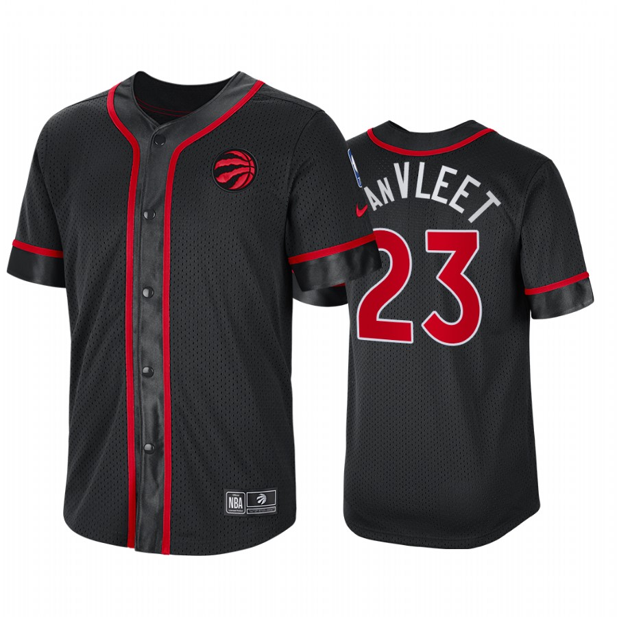 Toronto Raptors Fred VanVleet Courtside Baseball Shirt Jersey #23 Black Jersey
