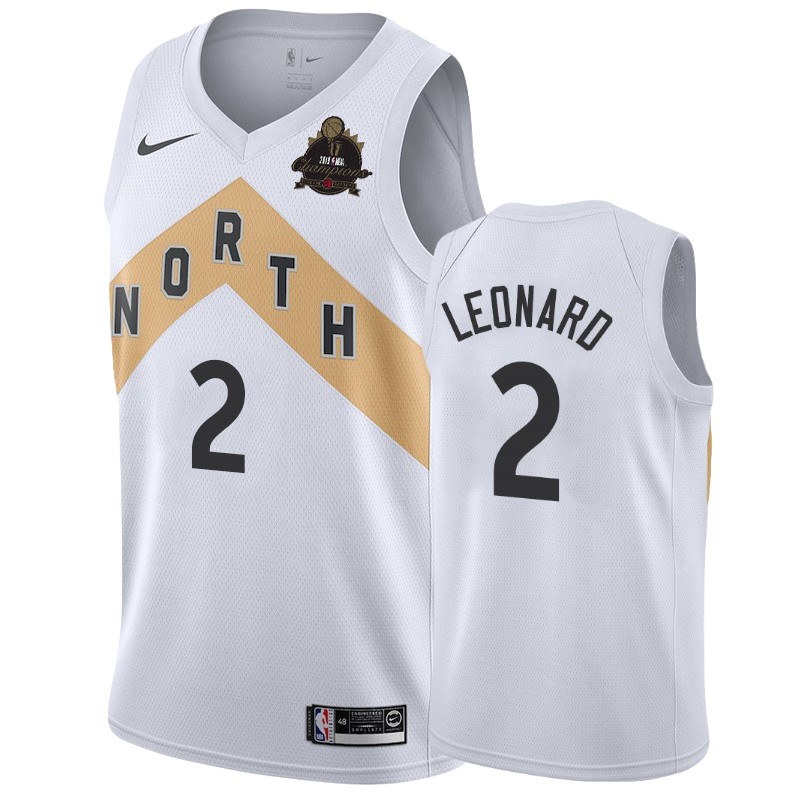 Toronto Raptors Kawhi Leonard #2 Finals Champions White City Jersey