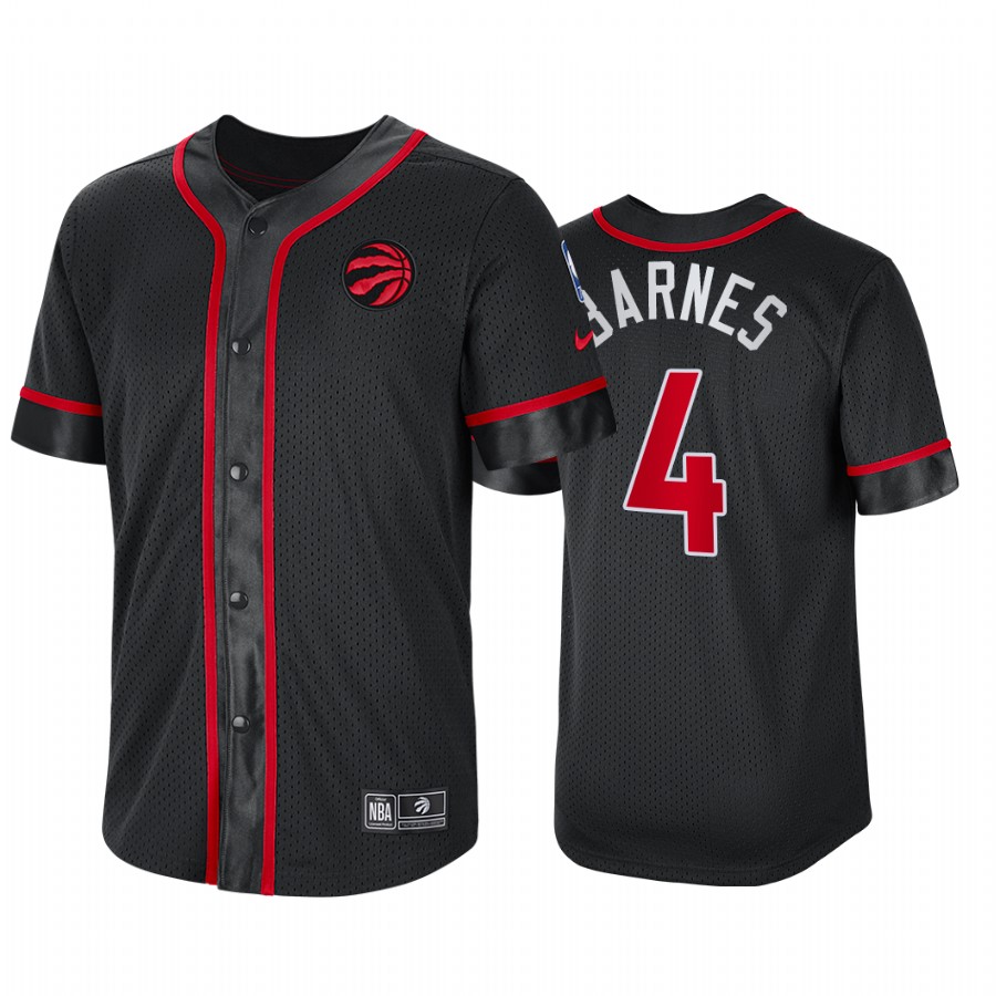 Toronto Raptors Scottie Barnes Courtside Baseball Shirt Jersey #4 Black Jersey