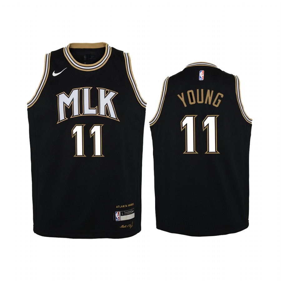 Trae Young Atlanta Hawks youth Black MLK City Jersey Drum Major for Justice