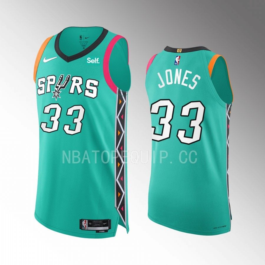 Tre Jones San Antonio Spurs #33 City Edition Jersey Teal