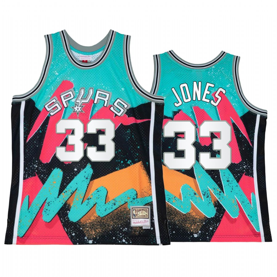 Tre Jones 33 San Antonio Spurs Hyper Hoop Teal Jersey Throwback 90s