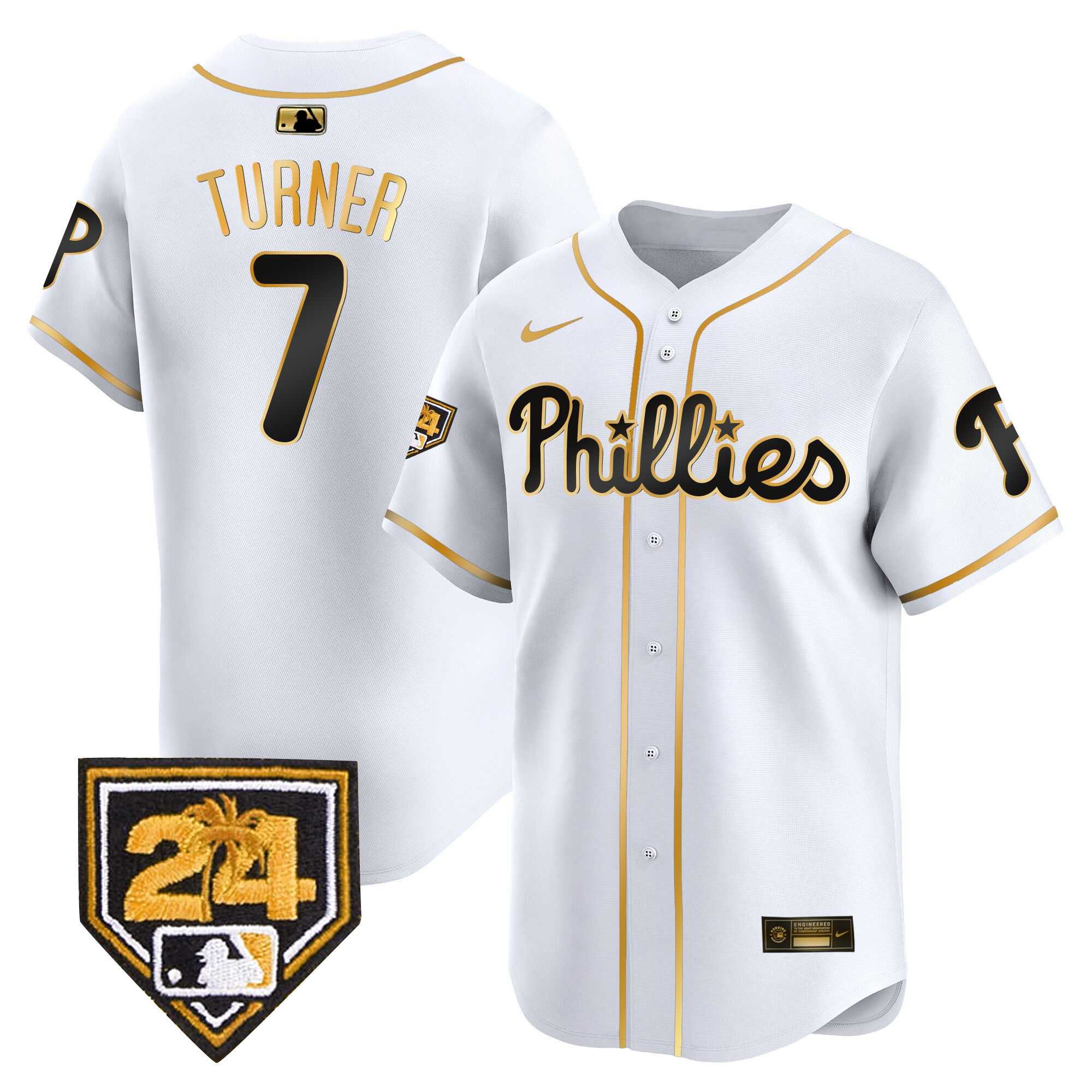 Trea Turner Men's Philadelphia Phillies Spring Training Patch Vapor Premier Limited White Gold Jersey