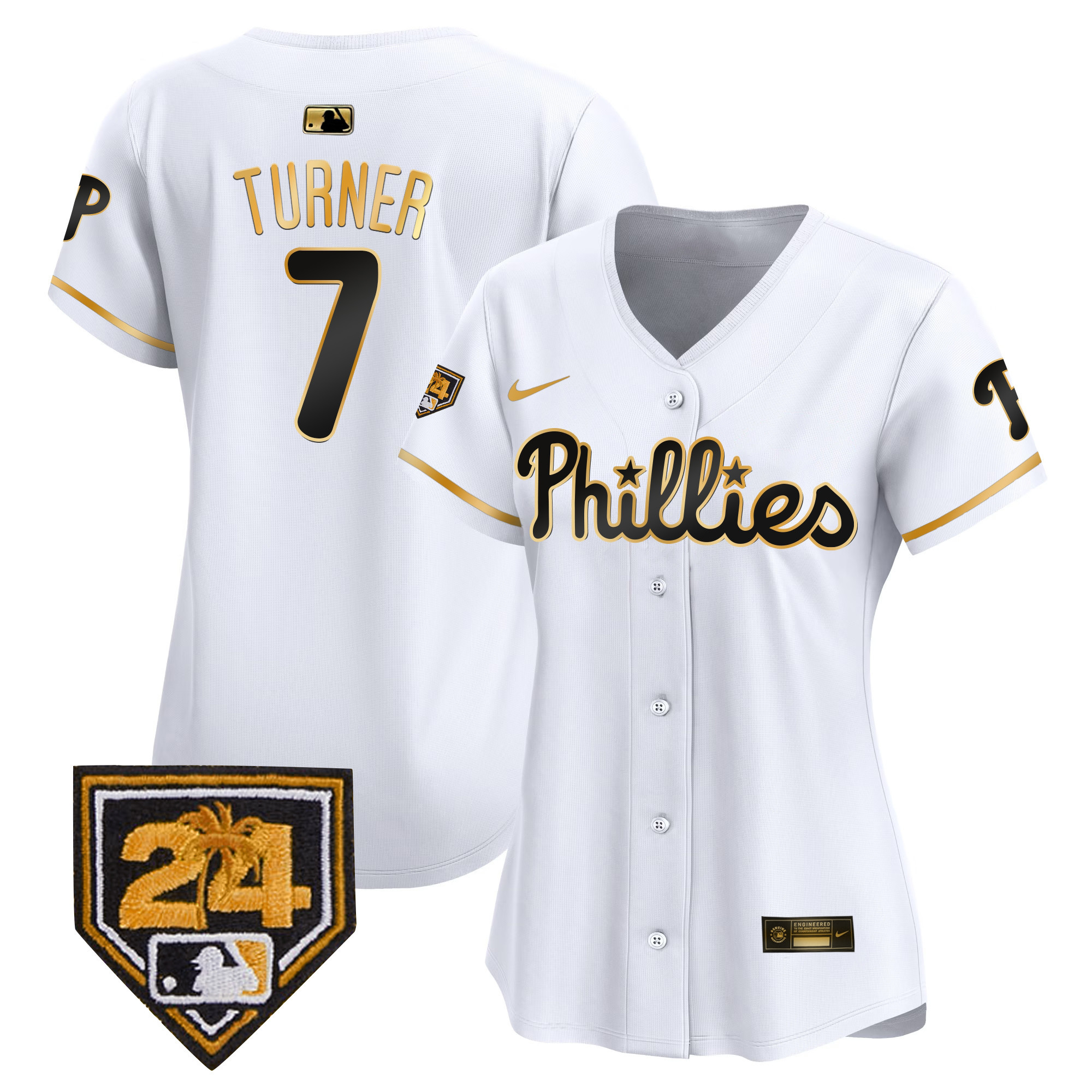Trea Turner Women's Philadelphia Phillies Spring Training Patch Vapor Premier Limited White Gold Jersey