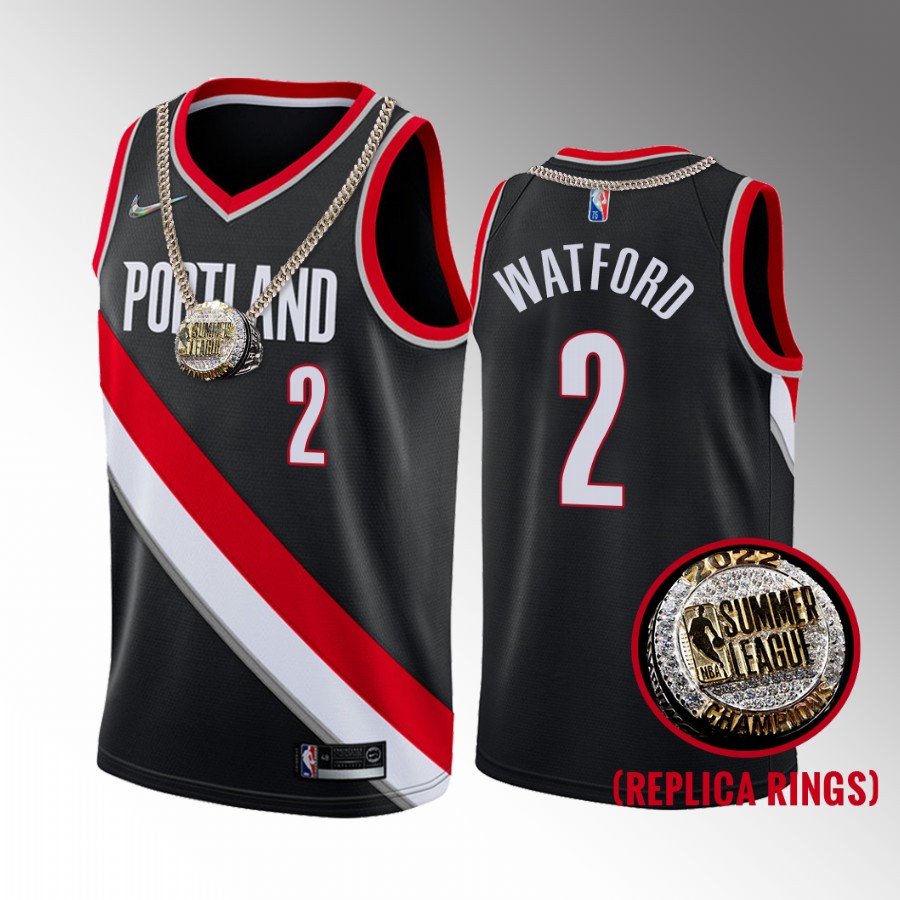 Trendon Watford Summer League Champs Portland Trail Blazers #2 Black Jersey Ring