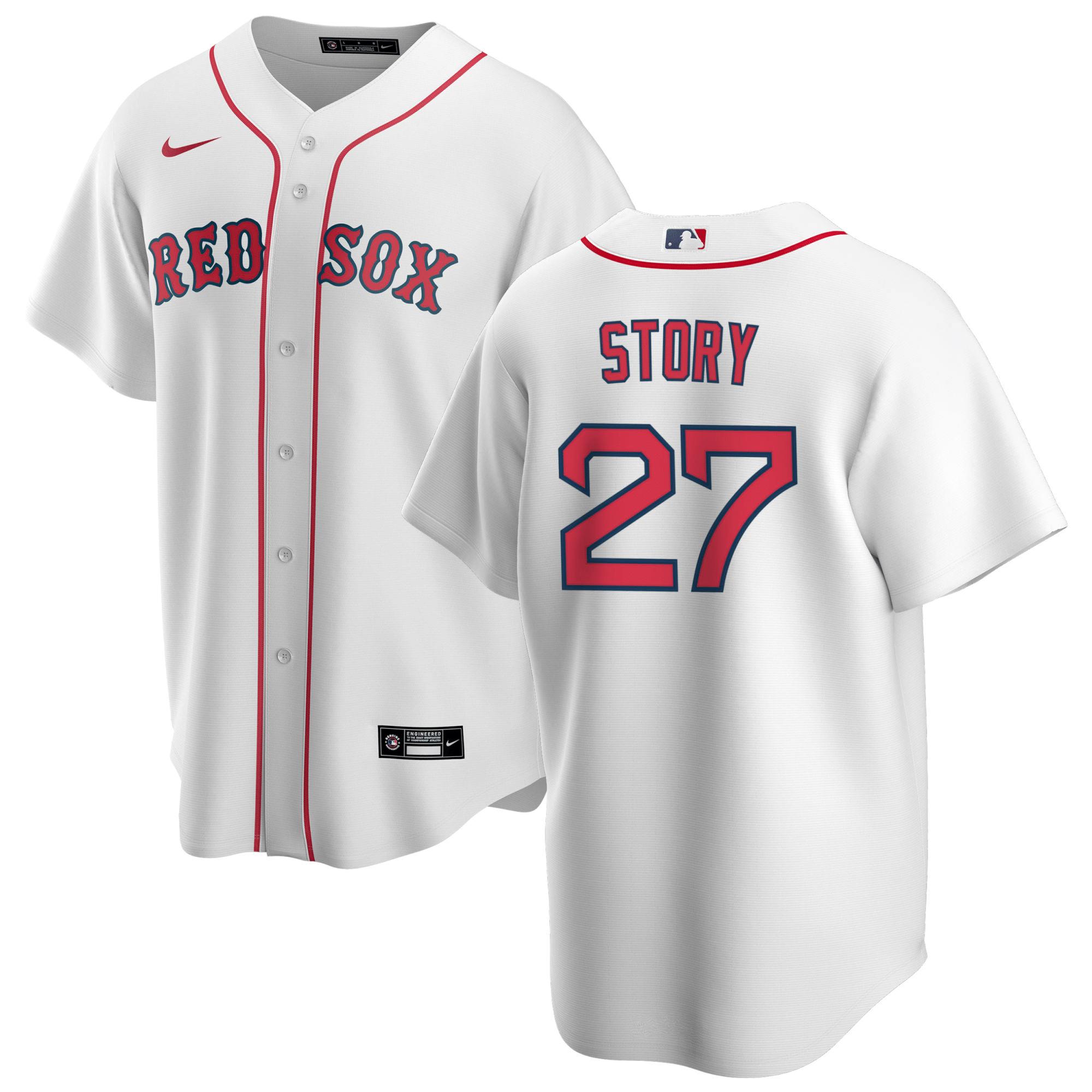 Trevor Story 27 Boston Red Sox Home Custom Men Jersey - White Jersey