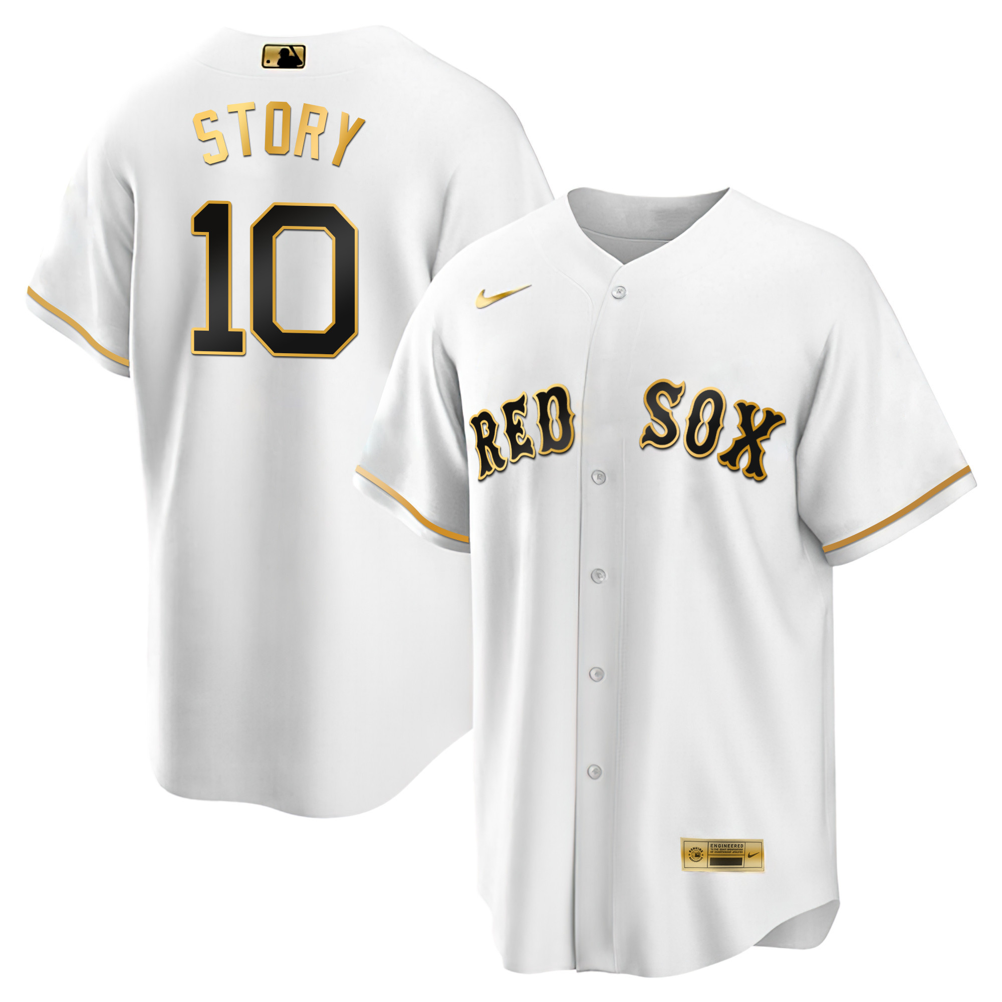 Trevor Story Men's Boston Red Sox Black Limited & Gold Cool White Gold Jersey - All Stitched