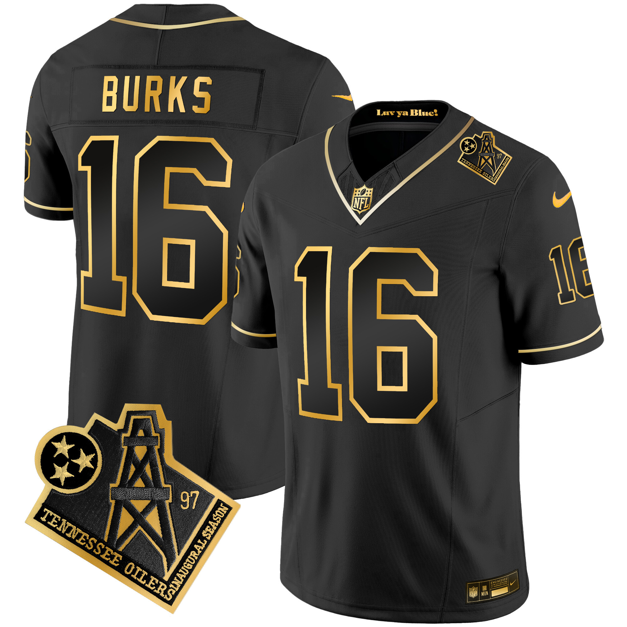 Treylon Burks Men's Tennessee Titans 1997 Throwback Gold Vapor Black Gold Jersey