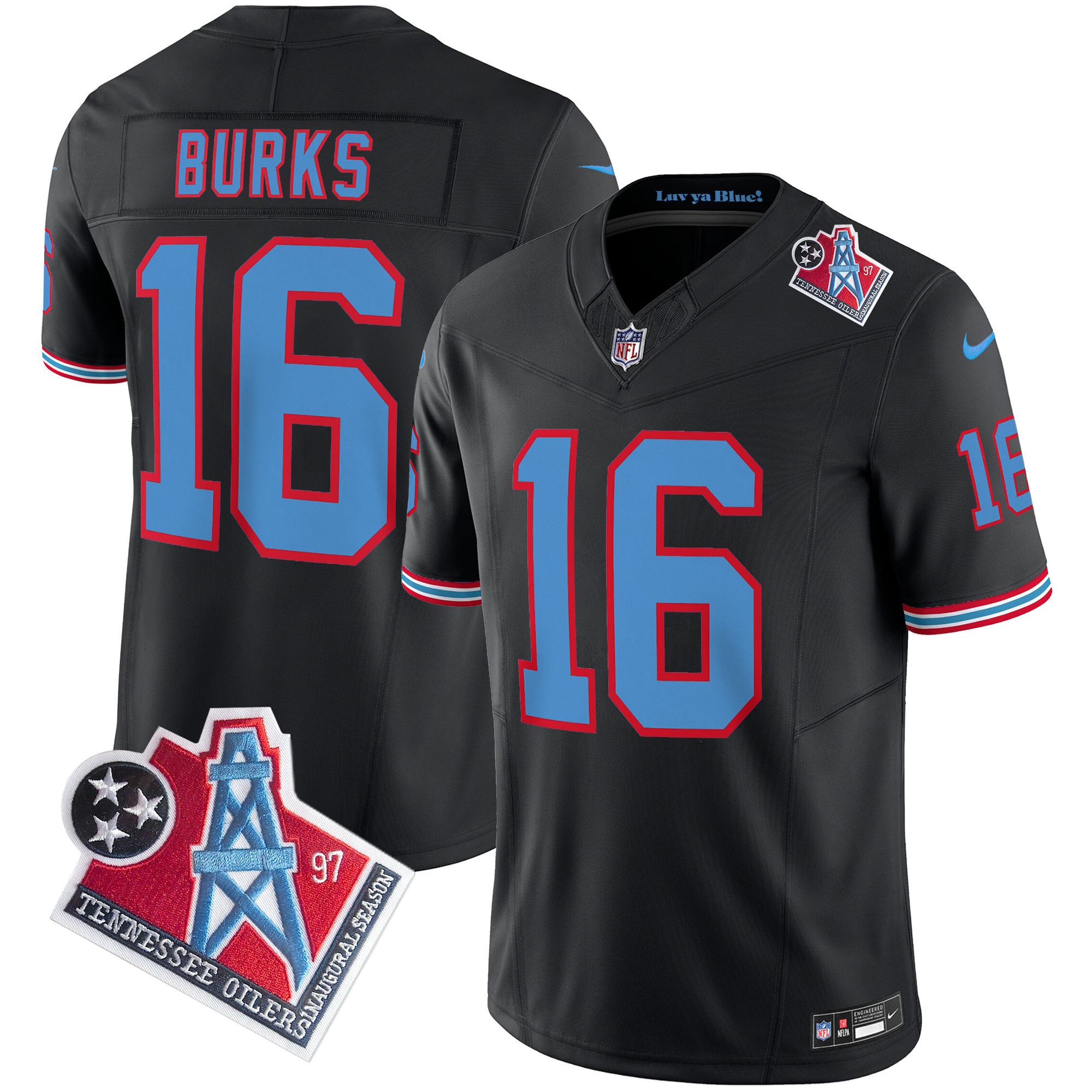 Treylon Burks Men's Tennessee Titans 1997 Throwback Limited Vapor Black Jersey