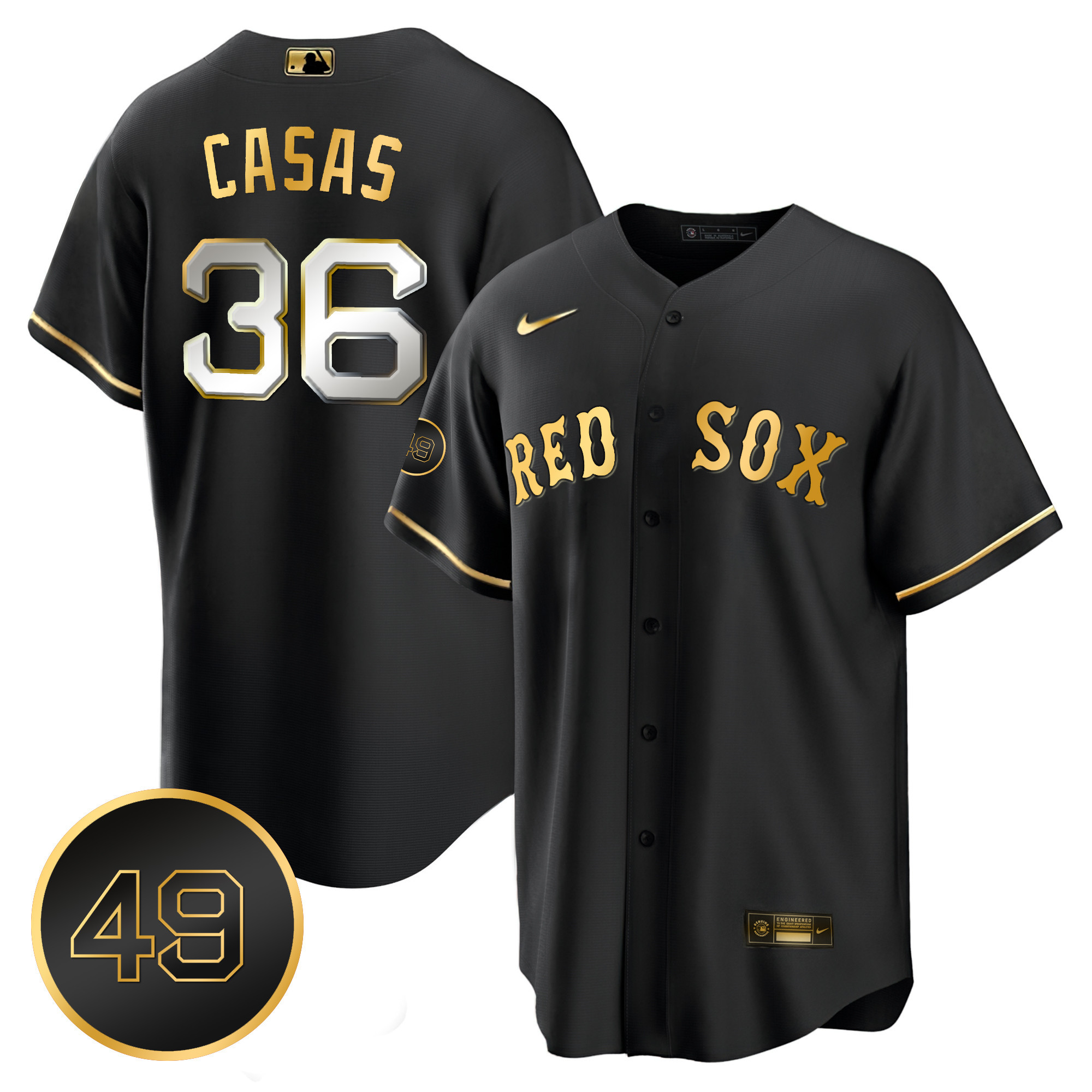 Triston Casas Men's Boston Red Sox #49 Tim Wakefield Patch Cool Base Black Limited Jersey - All Stitched