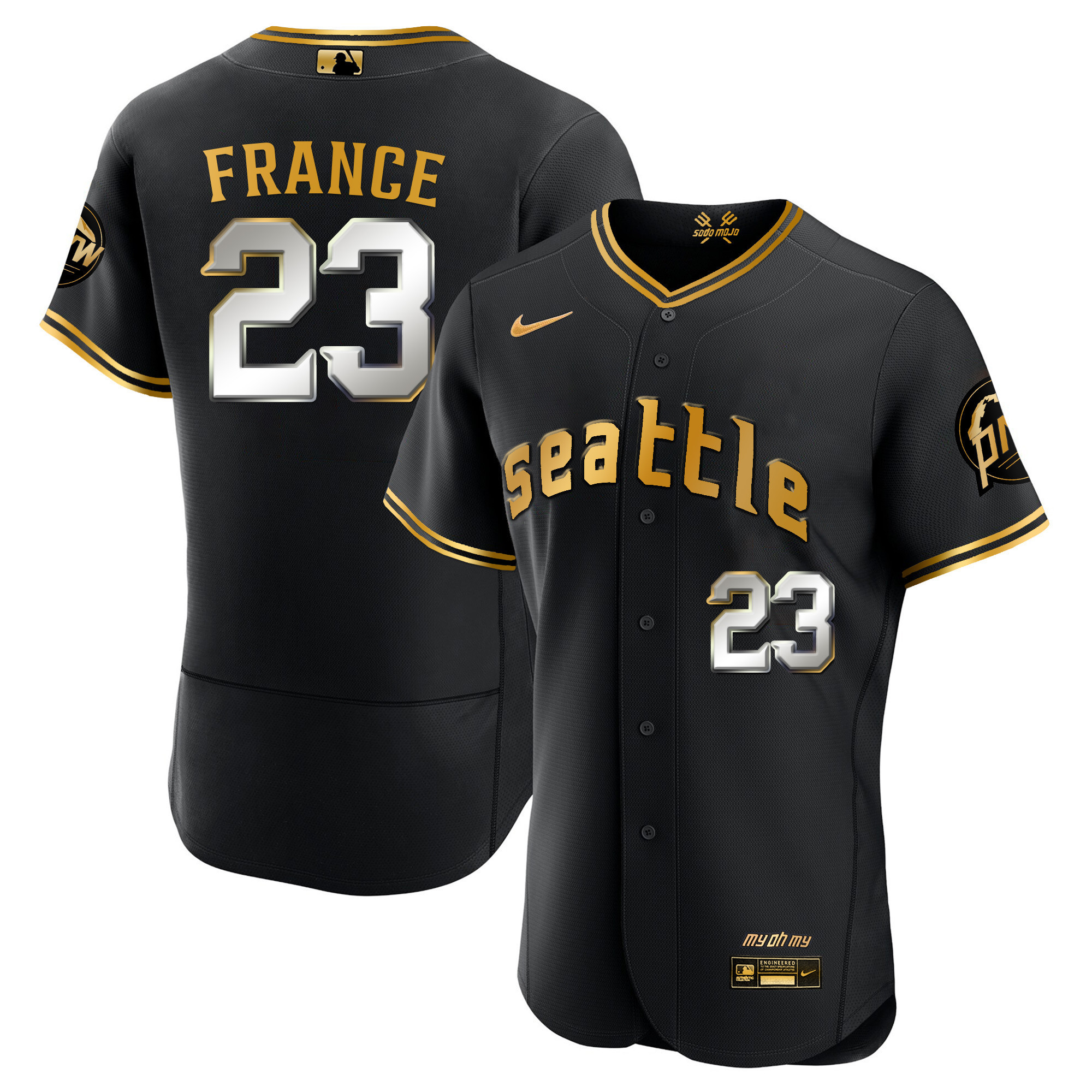 Ty France Men's Seattle Mariners City Connect Gold Fan Made Flex Black Gold Jersey