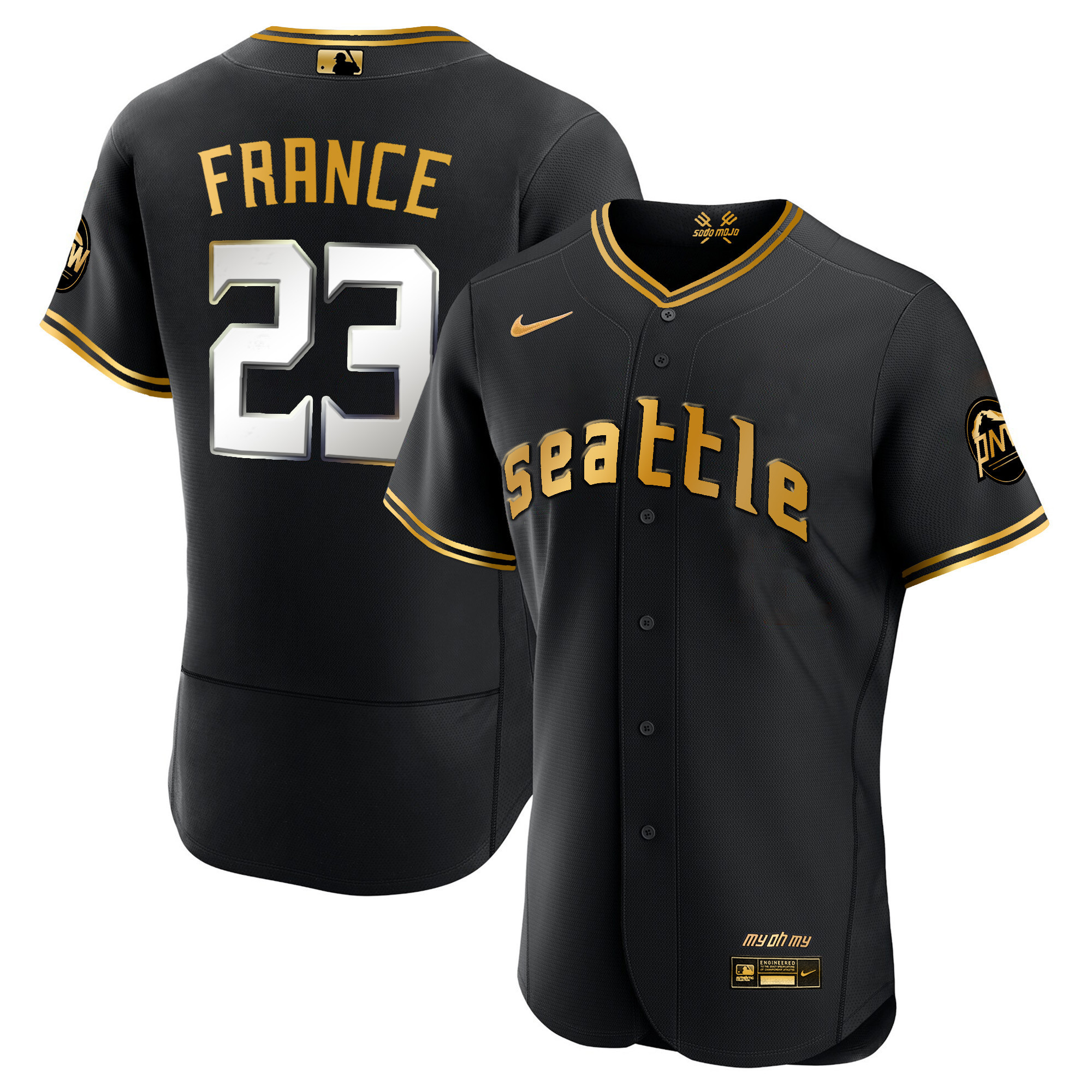 Ty France Men's Seattle Mariners City Connect Gold Flex Black Gold Jersey