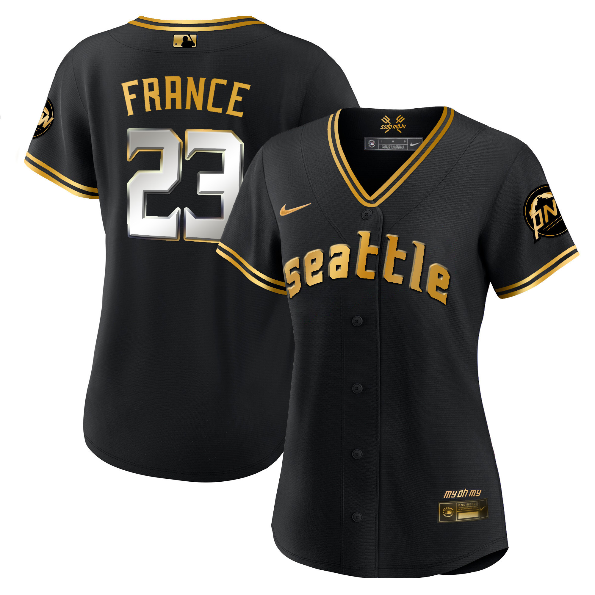 Ty France Women's Seattle Mariners City Connect Gold Black Gold Jersey