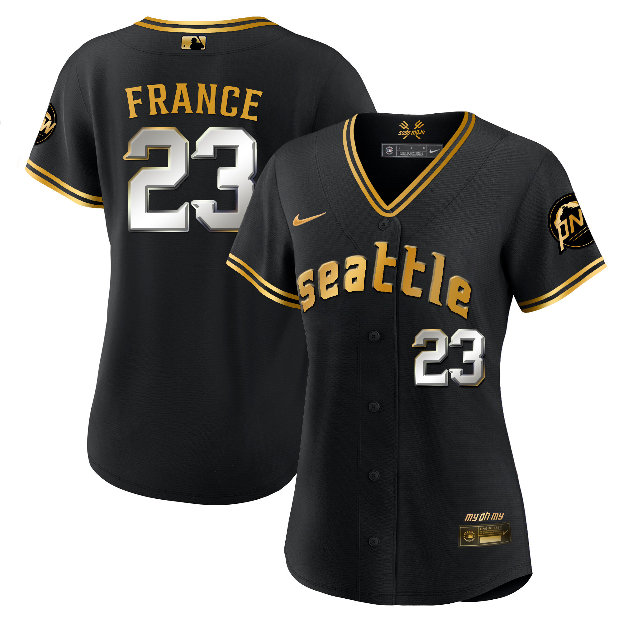 Ty France Women's Seattle Mariners City Connect Gold Fan Made Black Gold Jersey
