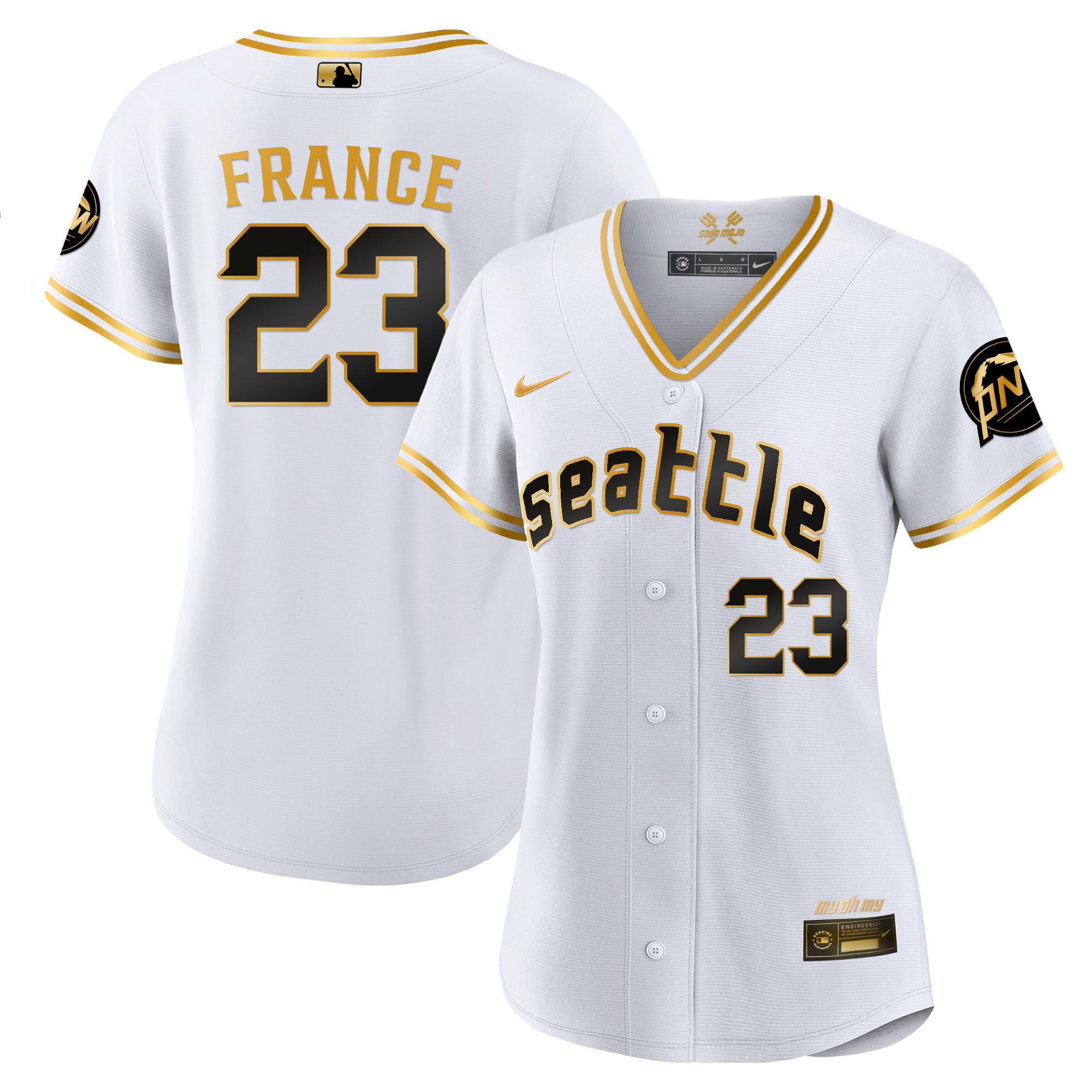 Ty France Women's Seattle Mariners City Connect Gold Fan Made White Gold Jersey