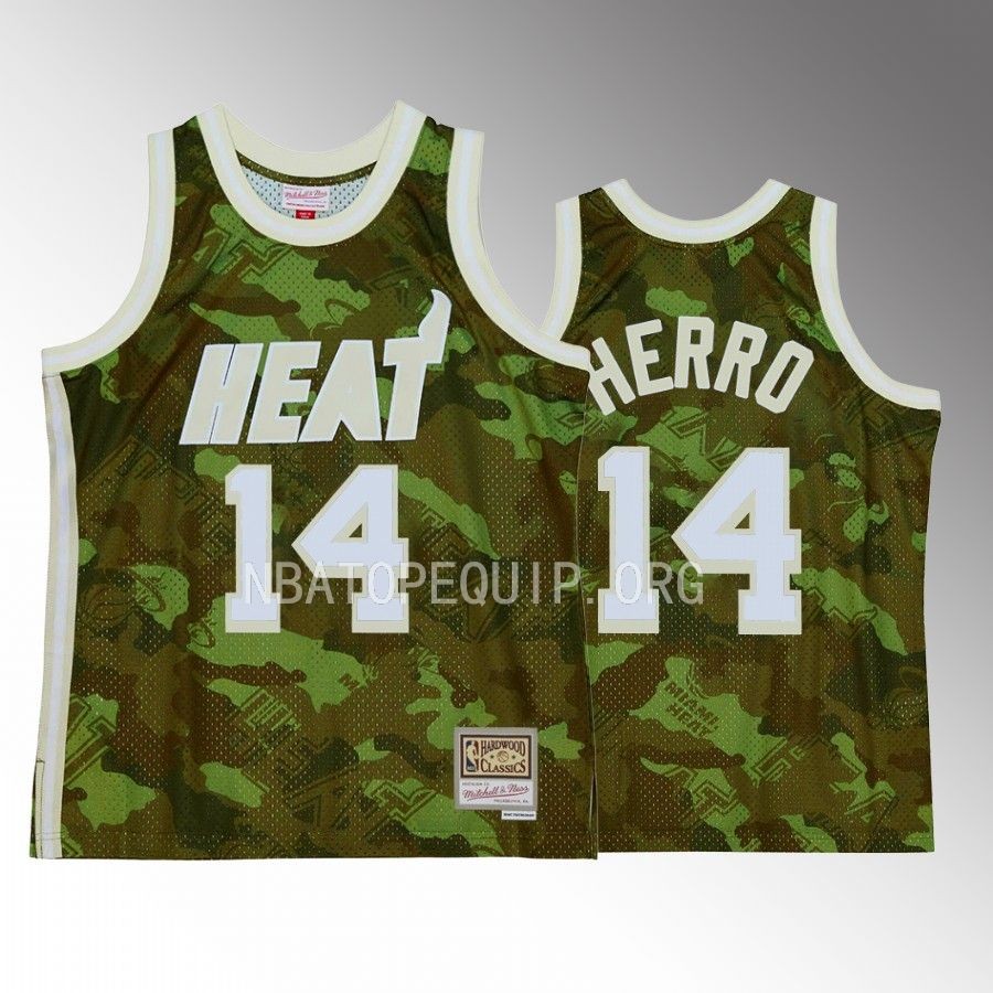 Tyler Herro #14 Miami Heat Ghost Camo Green Hardwood Classics Jersey