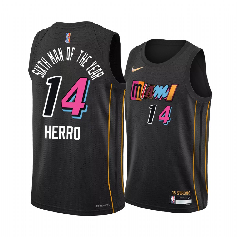 Tyler Herro Sixth Man of the Year Miami Heat #14 Black Jersey Commemorative