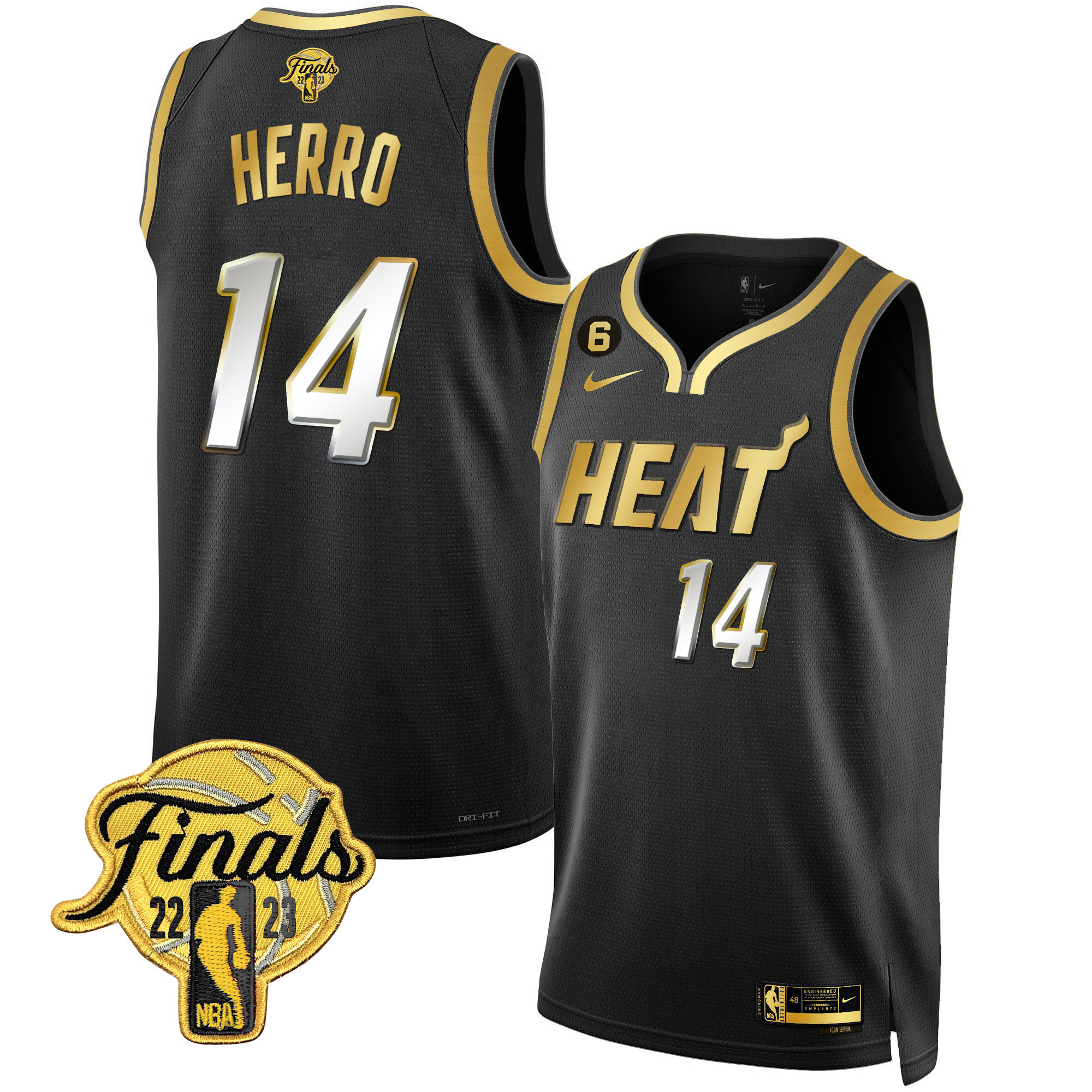 Tyler Herro Men's Miami Heat Finals Patch Collection Black Limited Jersey - All Stitched