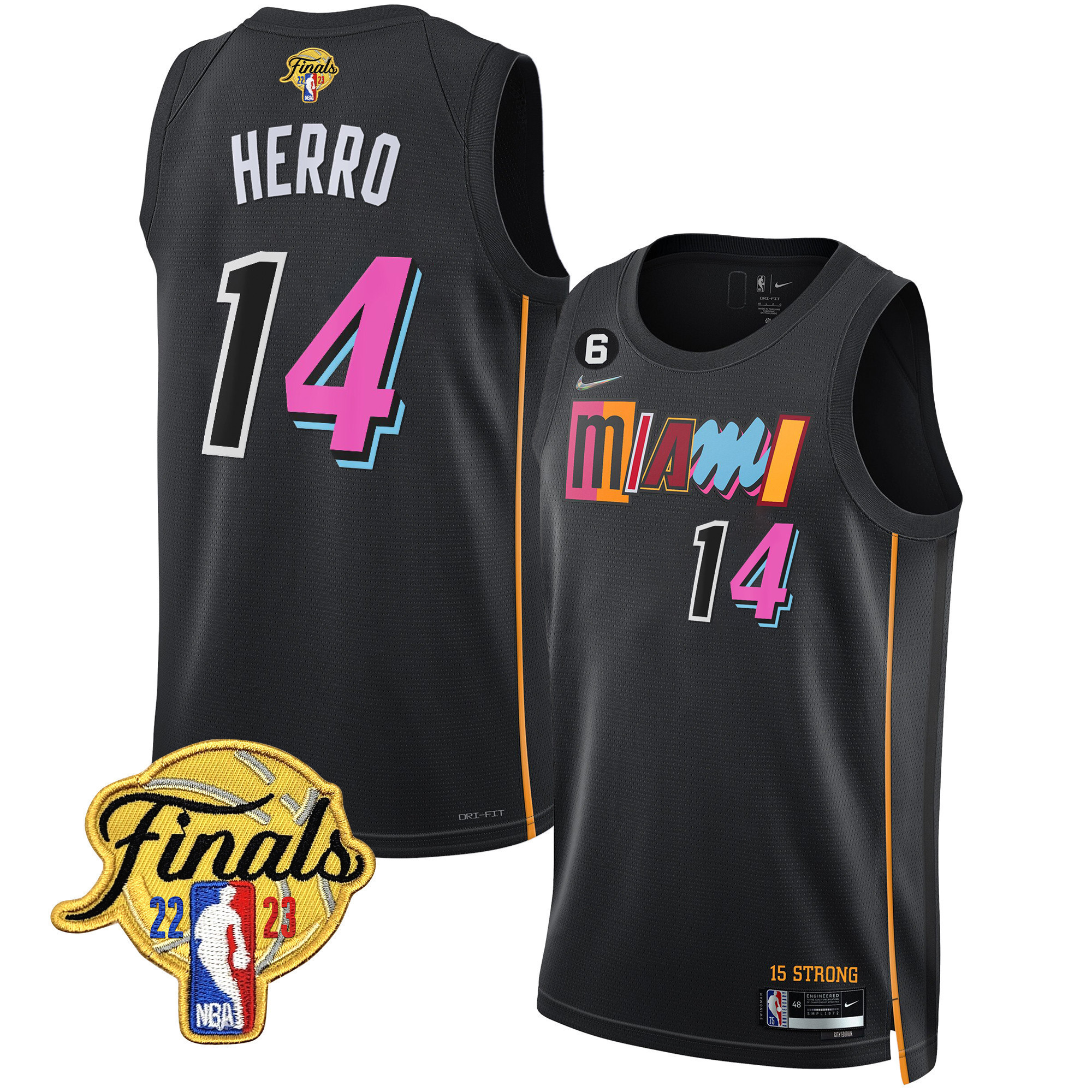 Tyler Herro Men's Miami Heat Finals Patch Collection City Black Jersey - All Stitched