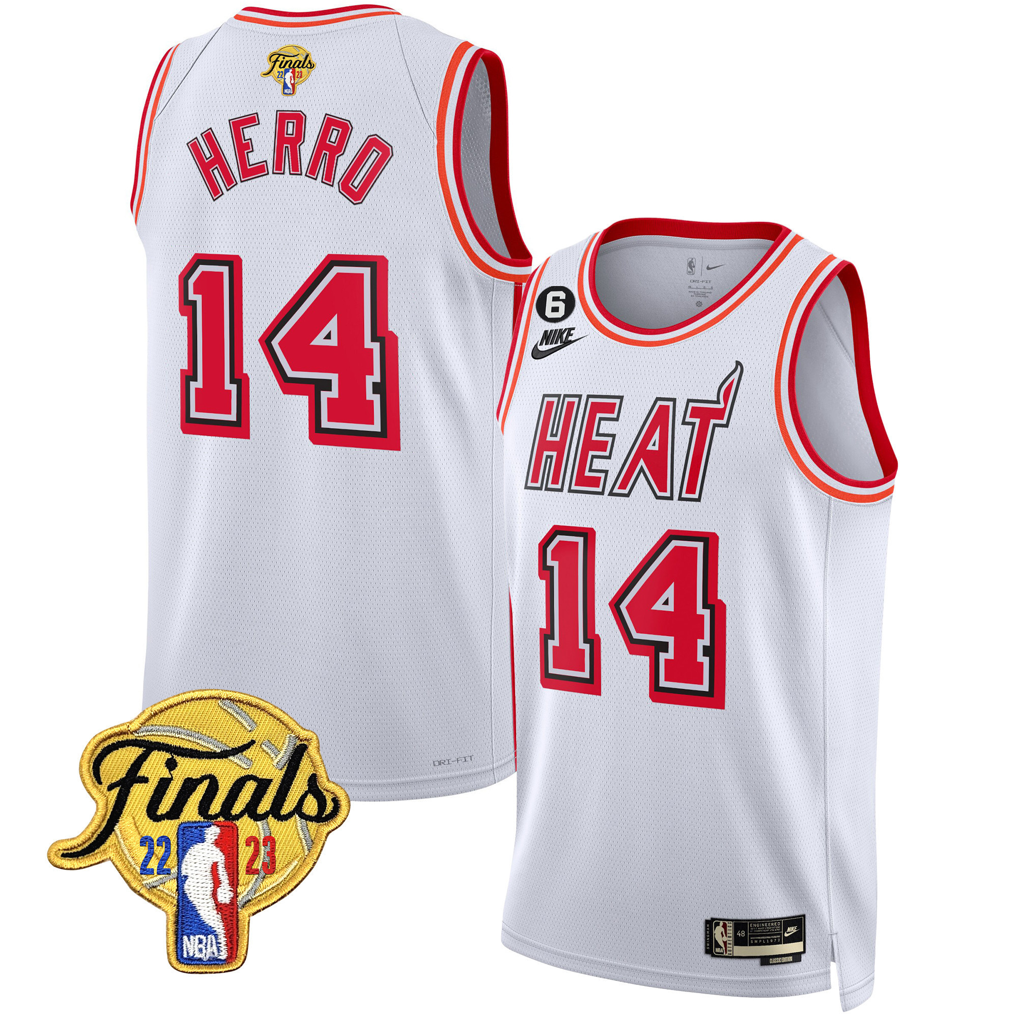 Tyler Herro Men's Miami Heat Finals Patch Collection V4 Classic White Jersey - All Stitched