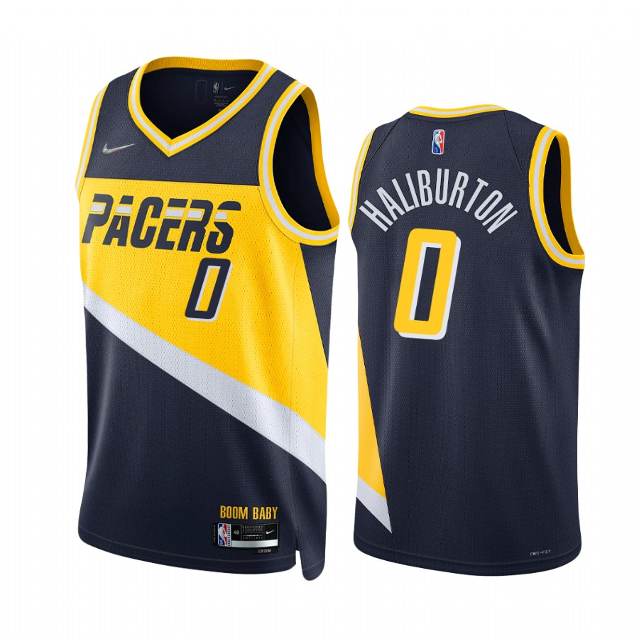Tyrese Haliburton Indiana Pacers Blue #0 City Edition Jersey Diamond Badge