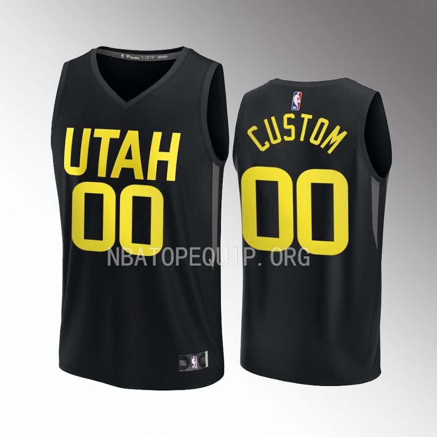 Utah Jazz #00 Custom Statement Edition Jersey Fast Break Player Black
