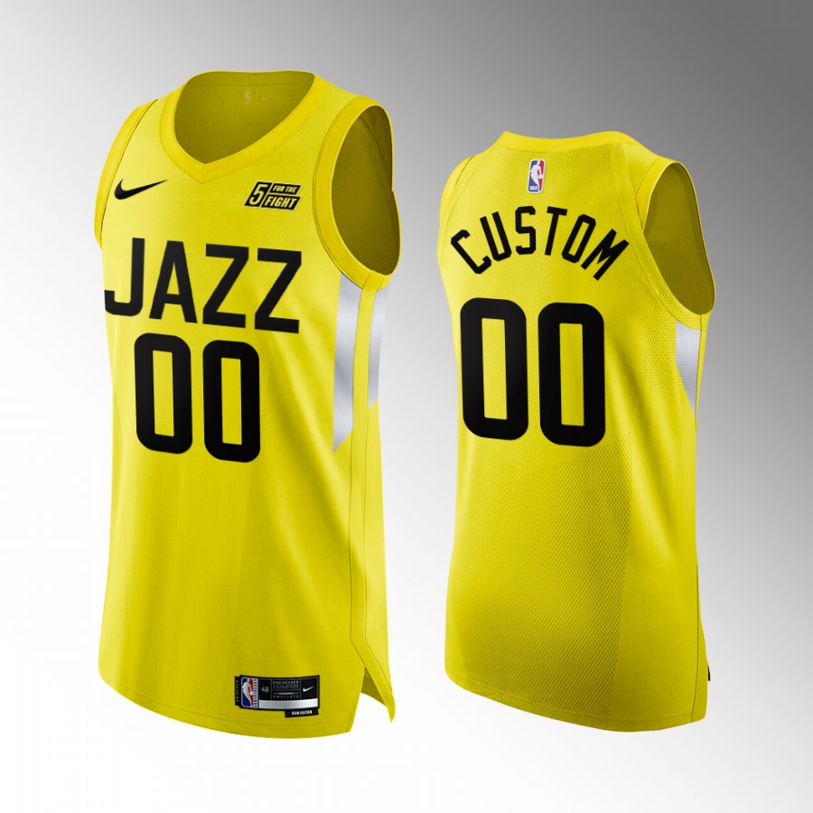 Utah Jazz #00 Custom Yellow Jersey Icon Edition
