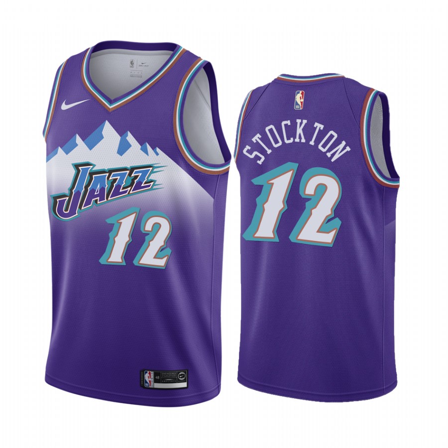Utah Jazz #12 John Stockton Hardwood Classics Men's Jersey - HWC 90S