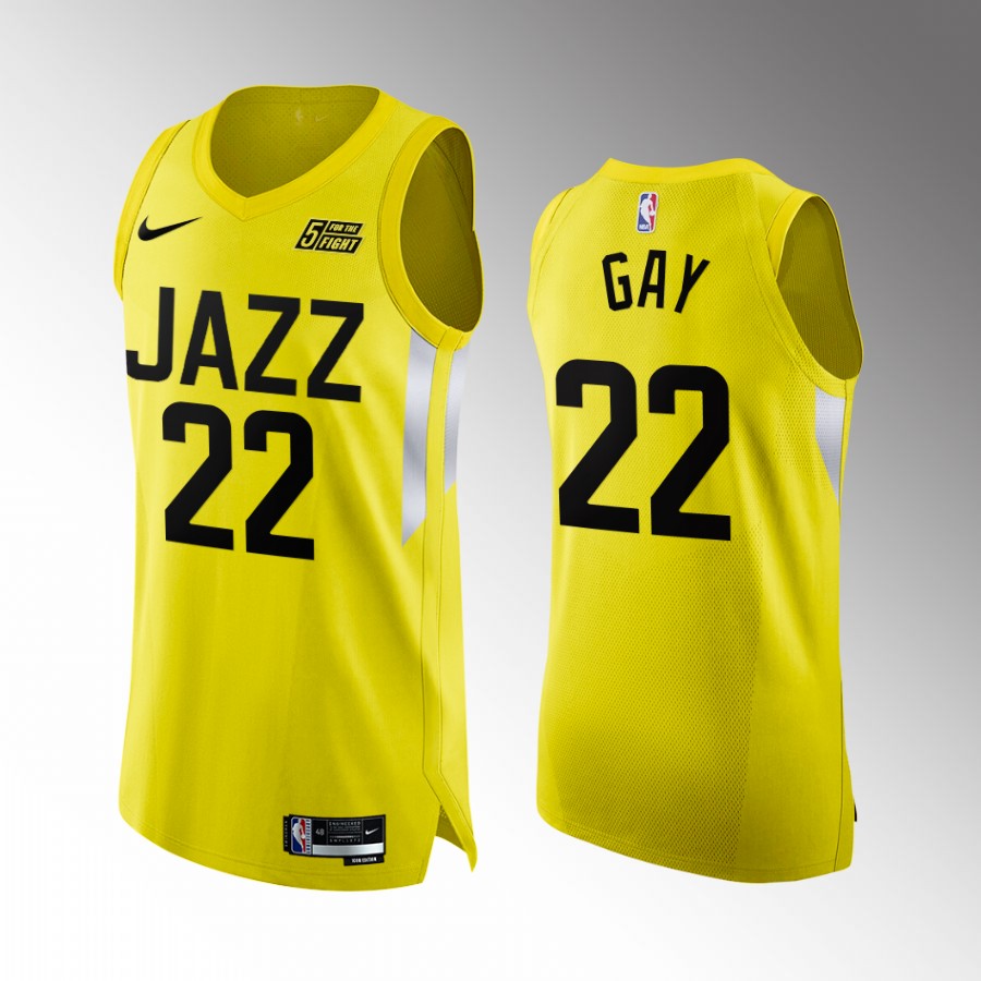 Utah Jazz #22 Rudy Gay Yellow Jersey Icon Edition