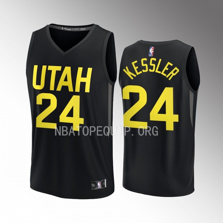 Utah Jazz #24 Walker Kessler Statement Edition Jersey Fast Break Player Black