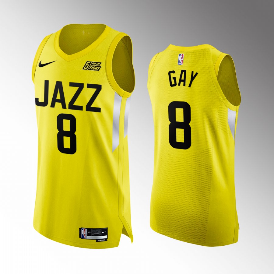 Utah Jazz #8 Rudy Gay Yellow Jersey Icon Edition