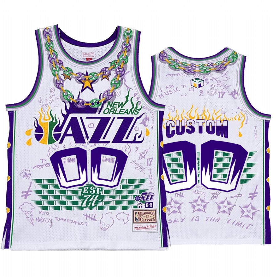 Utah Jazz BR Remix Custom White Jersey HWC Limited Edition