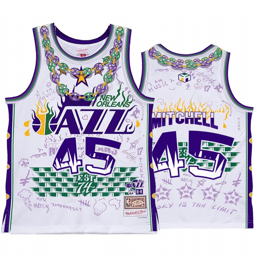 Utah Jazz BR Remix Donovan Mitchell White Jersey HWC Limited Edition