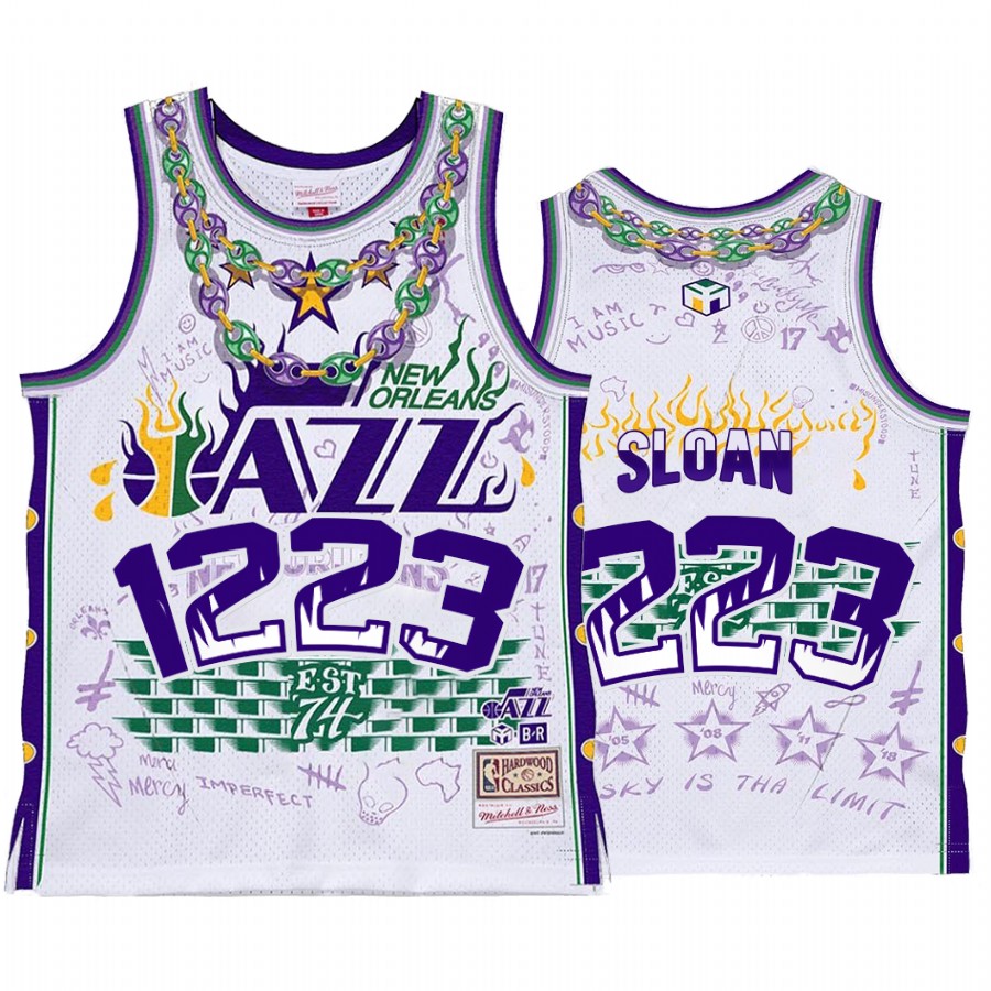 Utah Jazz BR Remix Jerry Sloan White Jersey HWC Limited Edition