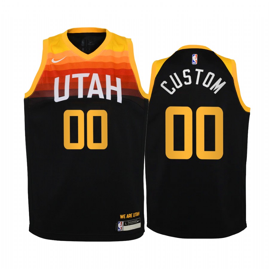 Utah Jazz Custom  City Black Youth Jersey -