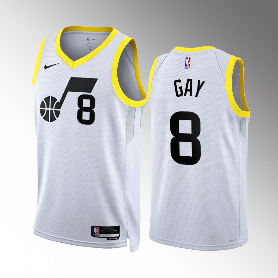 Utah Jazz Rudy Gay Association Edition White #8 Jersey