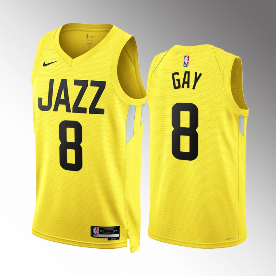 Utah Jazz Rudy Gay Icon Edition Yellow #8 Jersey