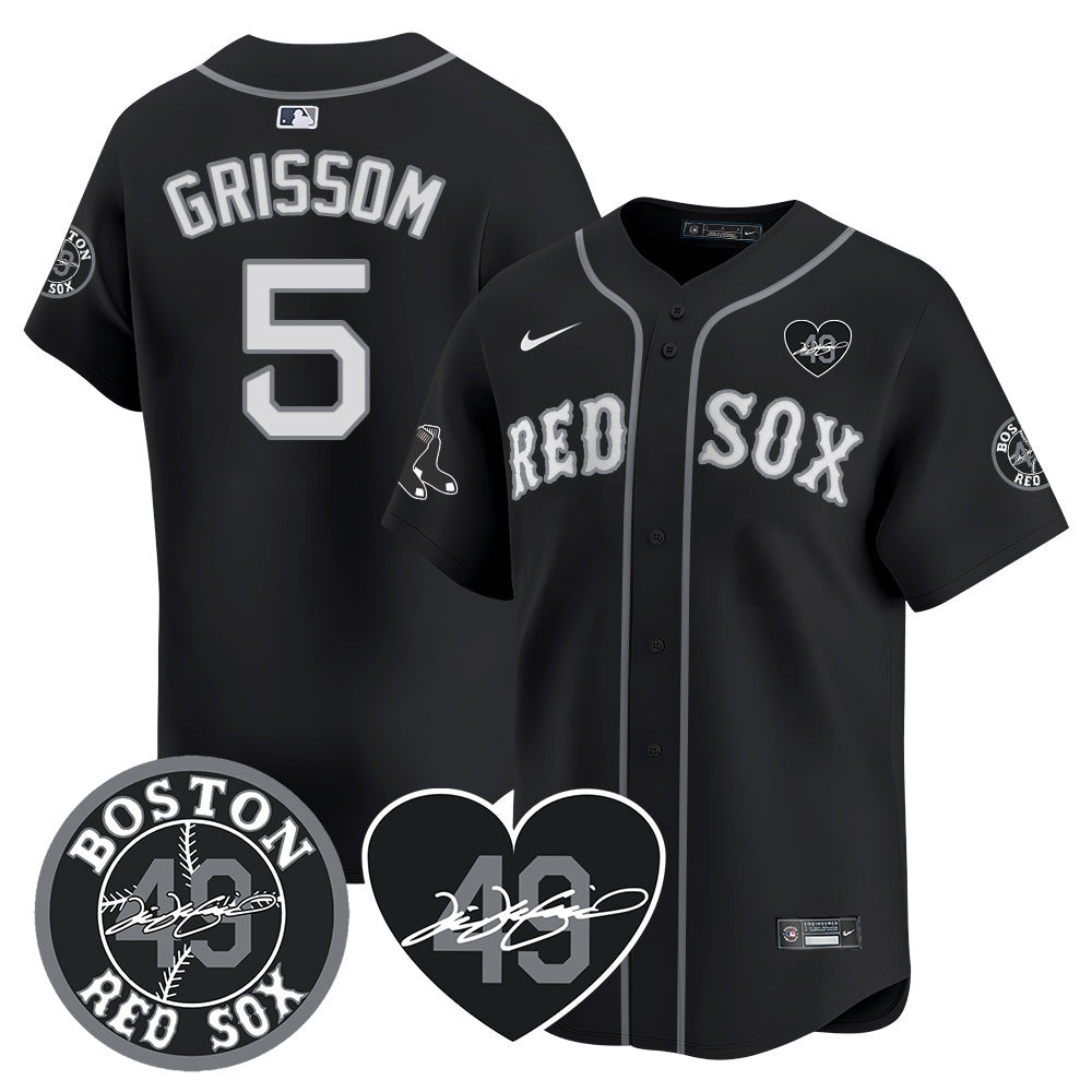 Vaughn Grissom Men's Boston Red Sox Tim Wakefield Memorial Patch Vaper Premier Limited Black Jersey - All Stitched