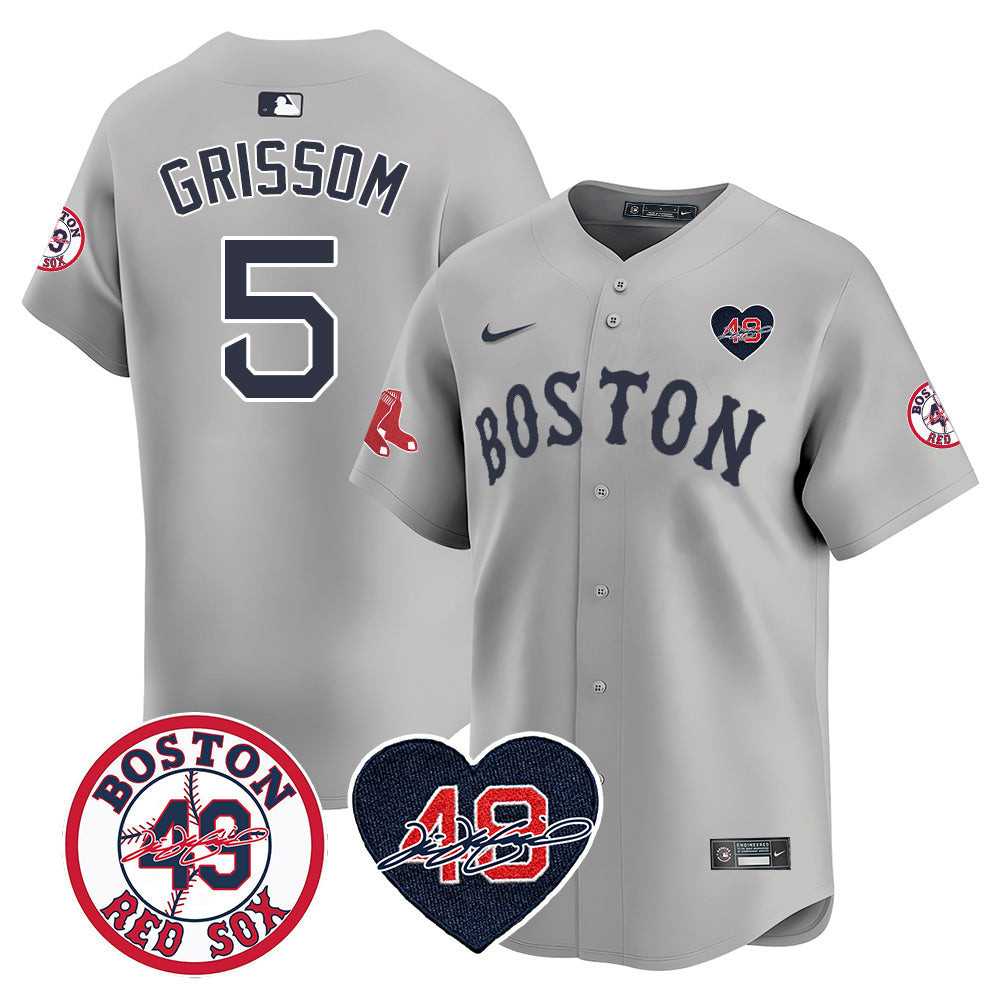 Vaughn Grissom Men's Boston Red Sox Tim Wakefield Memorial Patch Vaper Premier Limited Gray Jersey - All Stitched