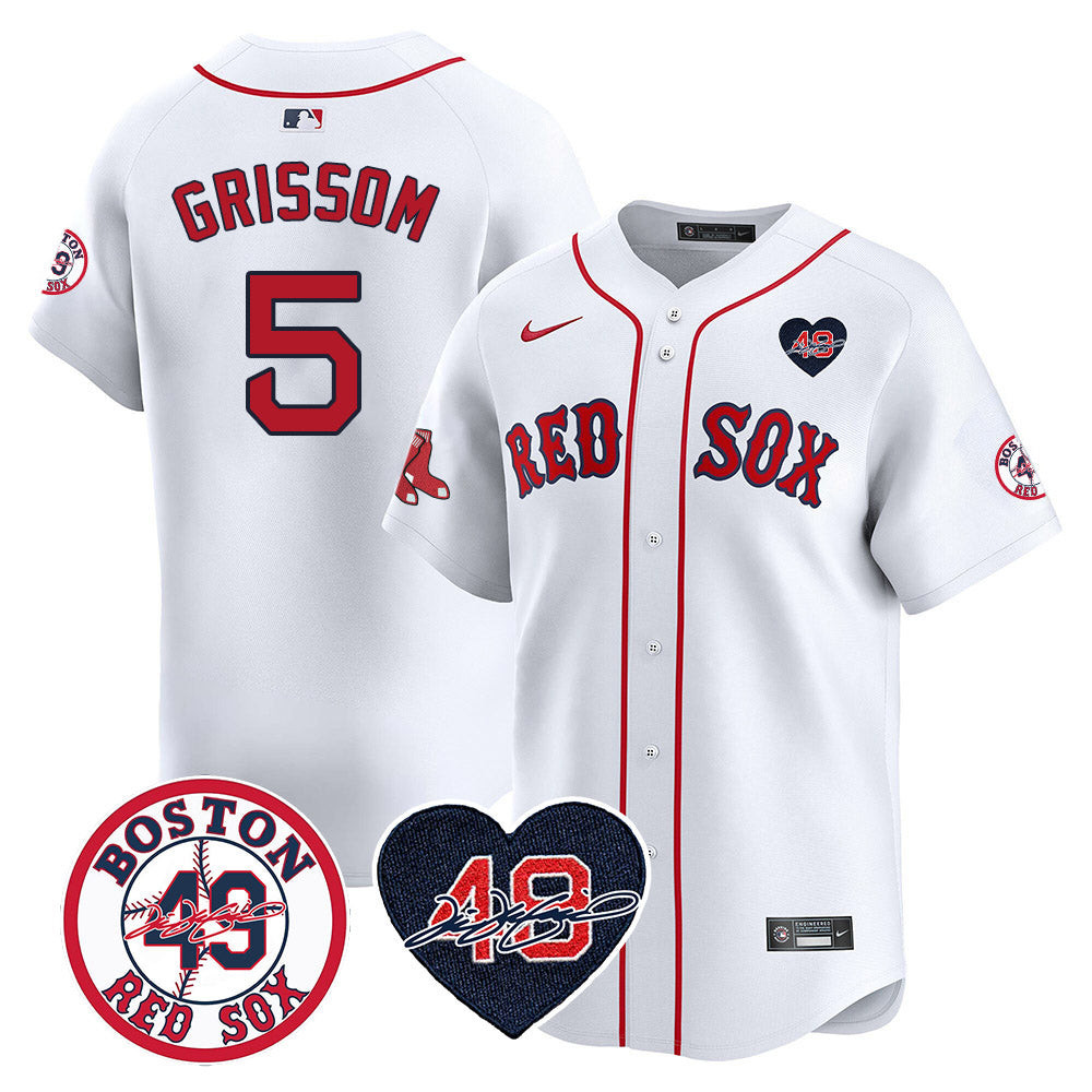 Vaughn Grissom Men's Boston Red Sox Tim Wakefield Memorial Patch Vaper Premier Limited White Jersey - All Stitched