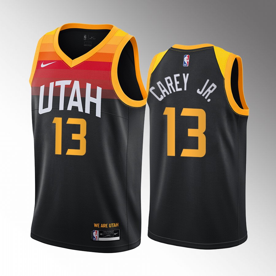 Vernon Carey Jr. Utah Jazz #13 Black Jersey City Edition Swingman