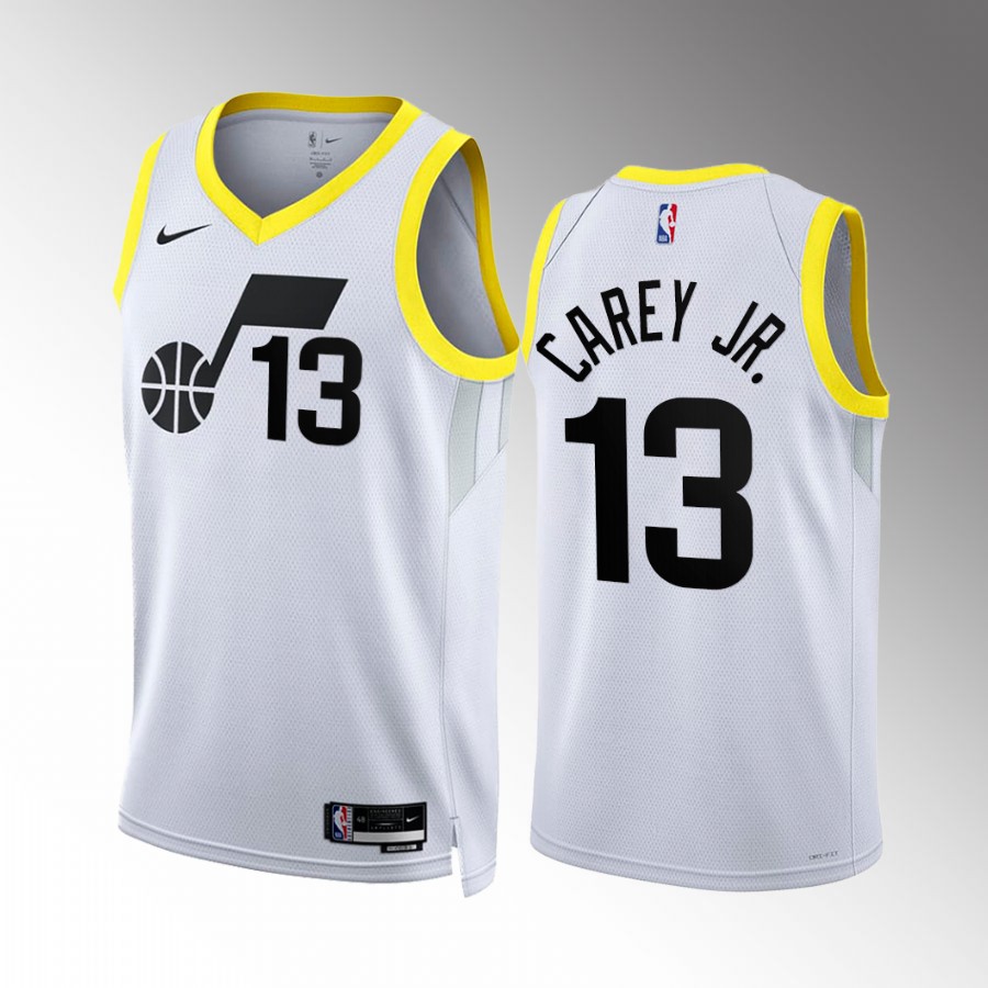 Vernon Carey Jr. Utah Jazz #13 White Jersey Association Edition Swingman