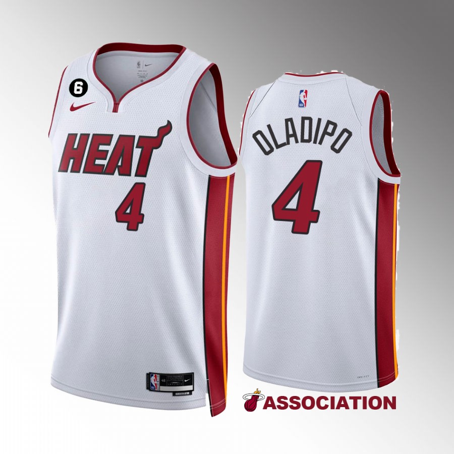 Victor Oladipo Miami Heat White #4 Association Edition Jersey NO.6 Patch