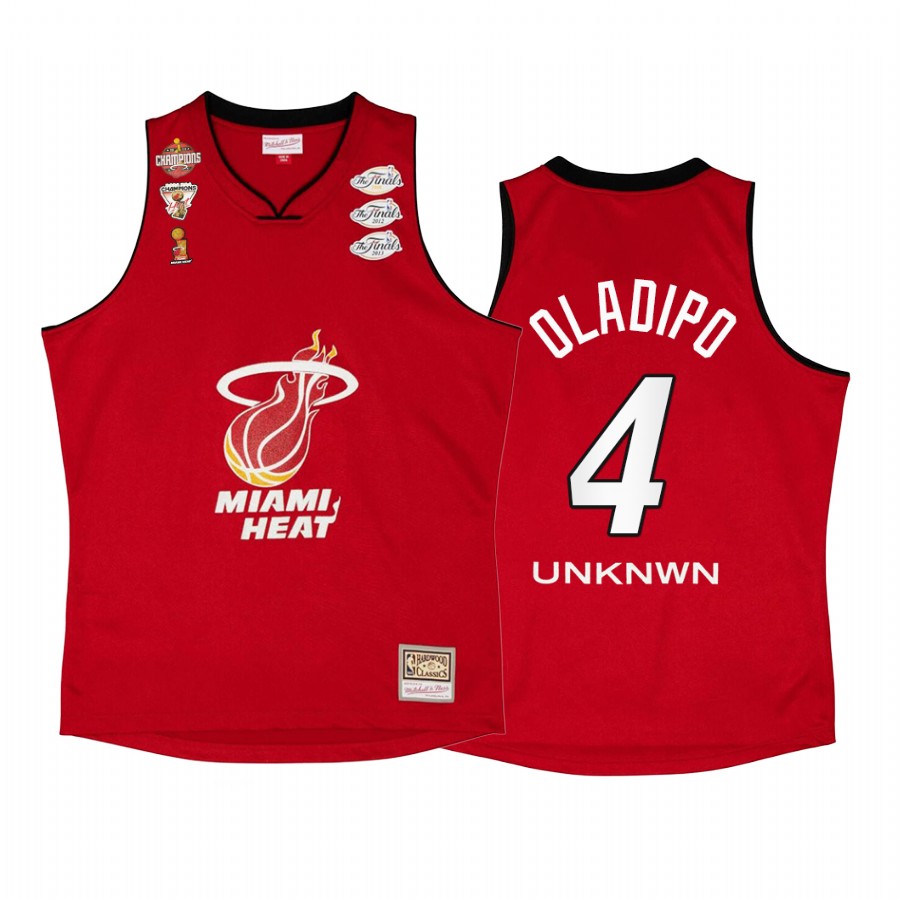 Victor Oladipo #4 Miami Heat My Towns Unknwu Red Finals Champs Jersey