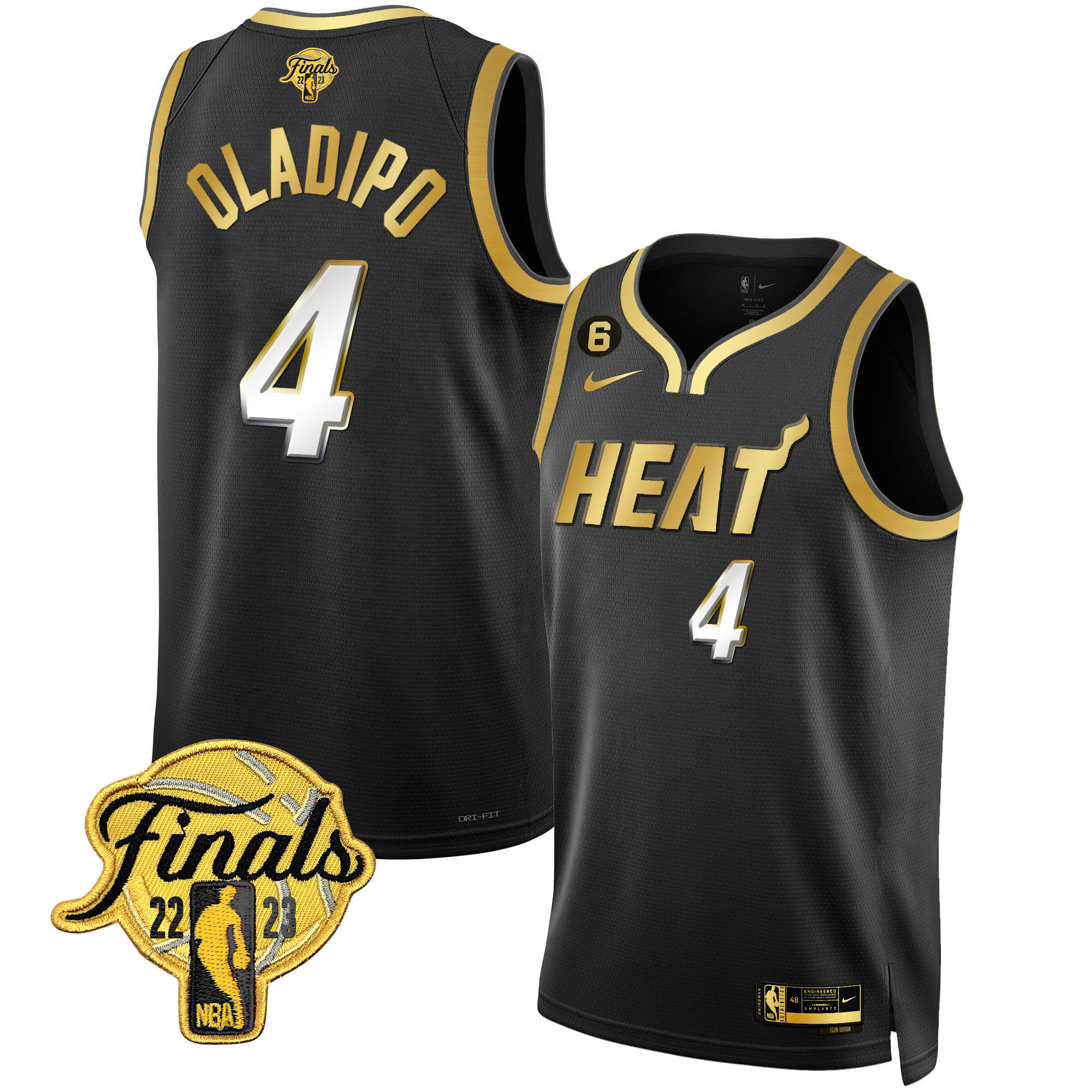 Victor Oladipo Men's Miami Heat Finals Patch Collection Black Limited Jersey - All Stitched