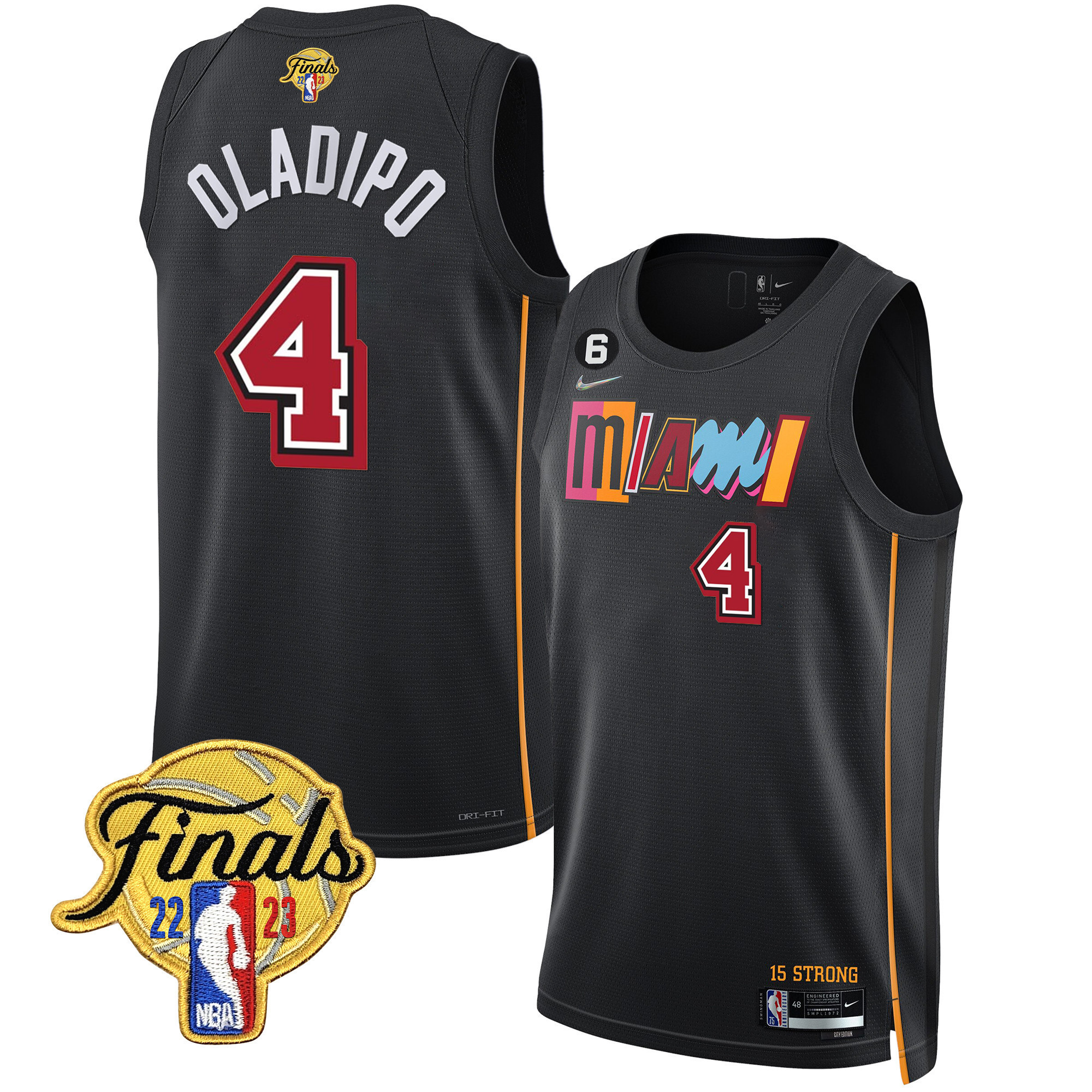 Victor Oladipo Men's Miami Heat Finals Patch Collection V2 City Black Jersey - All Stitched