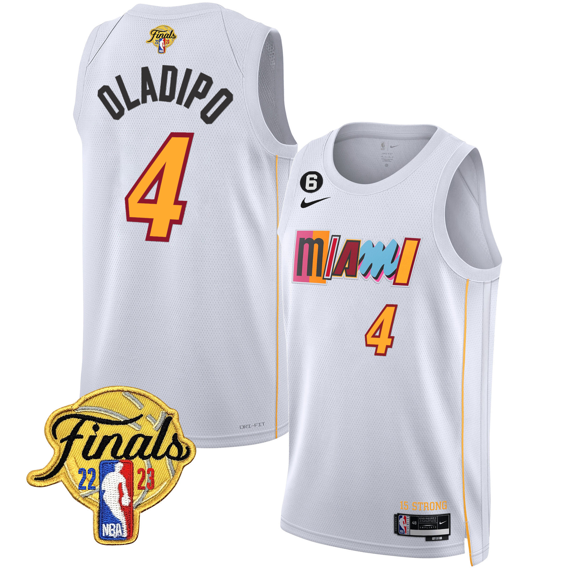 Victor Oladipo Men's Miami Heat Finals Patch Collection V2 City White Jersey - All Stitched